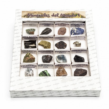 Expositor de Minerales, Caja con Minerales, Conjunto de Minerales